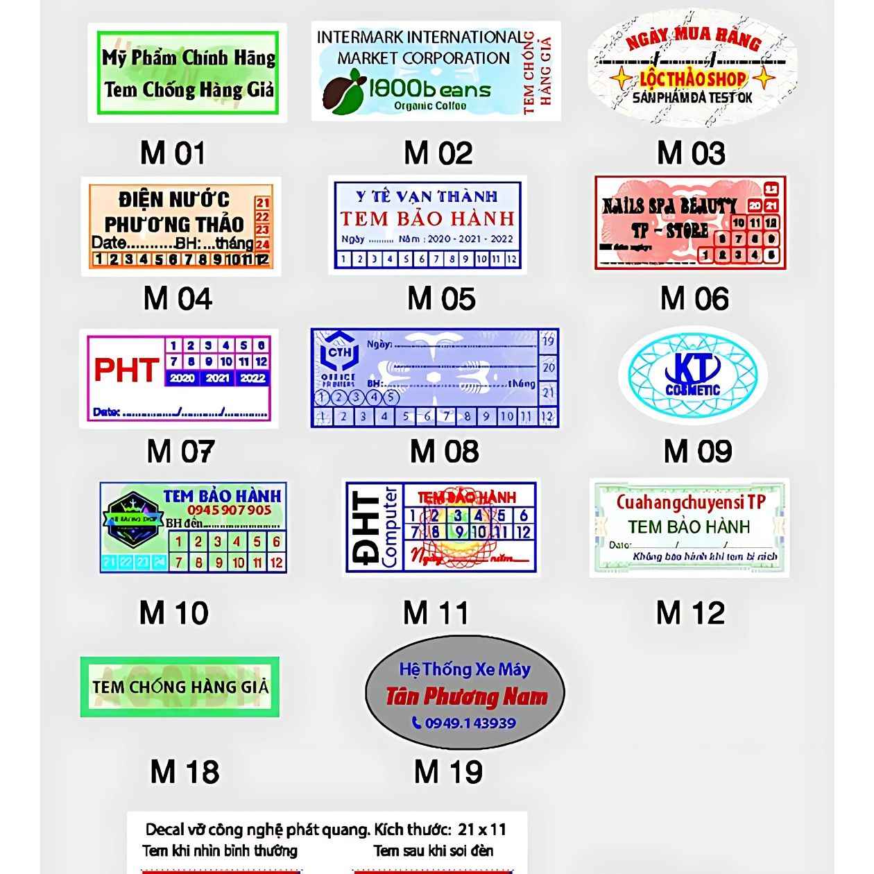 Mẫu in tem bảo hành